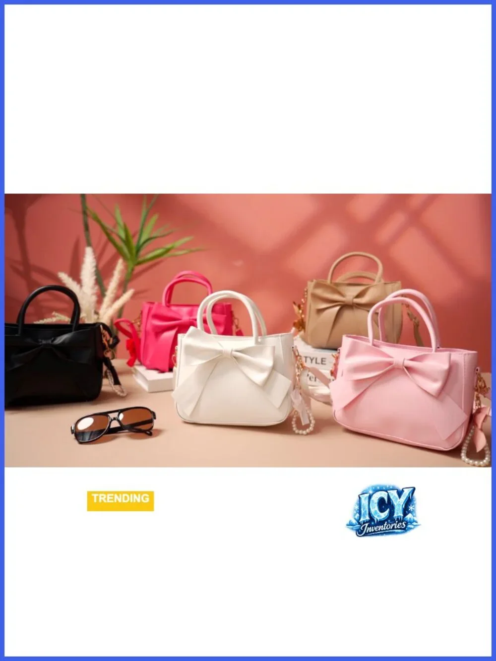 Leather Crossbody Bag with Bow Pendant Adjustable Strap Purse Women Gift